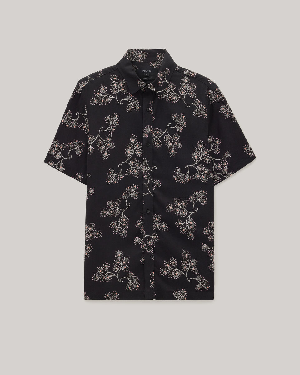 Paisley Button-up Shirt, Black, hi-res